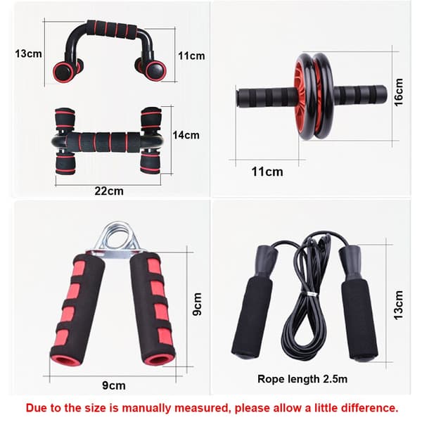 Abdominal Wheel Kit Resistance Bands Push Up Stand Blue
