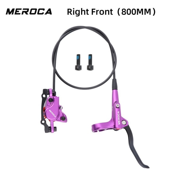 MEROCA MTB Hydrauliska bromsar Cykelset Set För Mountainbike Dubbeltryckande kolvok Med Rotor 160mm Cykling ME2 R-Front Purple