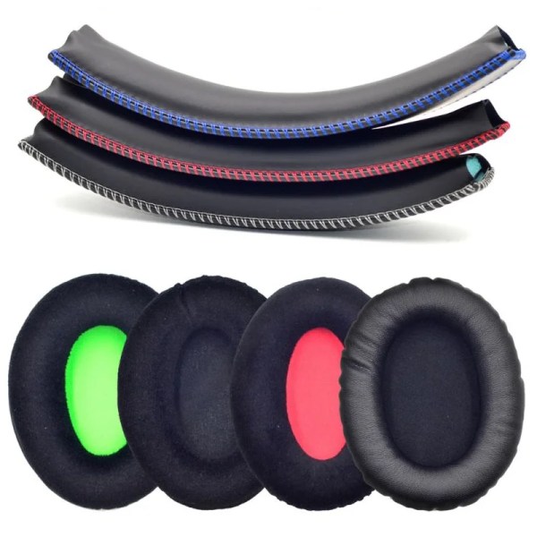 Byte av hörlurar Öronkuddar för KHX-HSCP HyperX Cloud II Högkvalitativa huvudstråleläder Flanellöronkuddar för Cloud 2 black red flannel