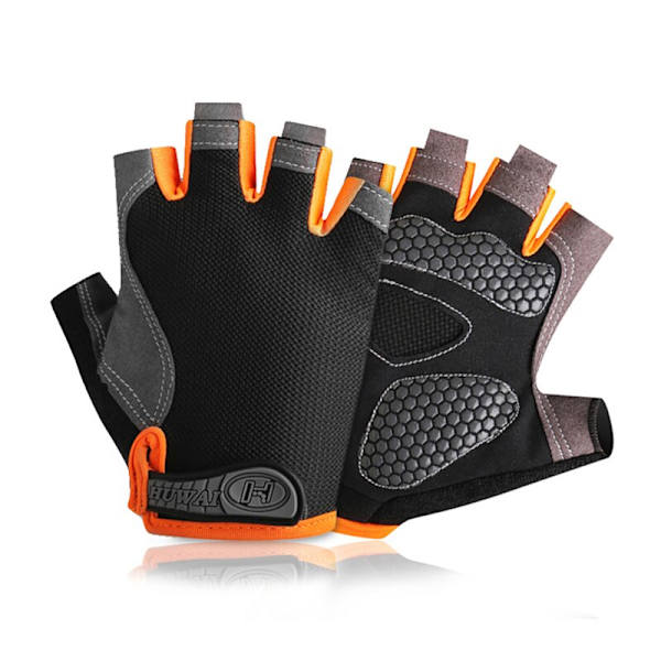 Gym Handskar Herr Half Finger Cykelhandskar Dam Mi Silicone Orange XL