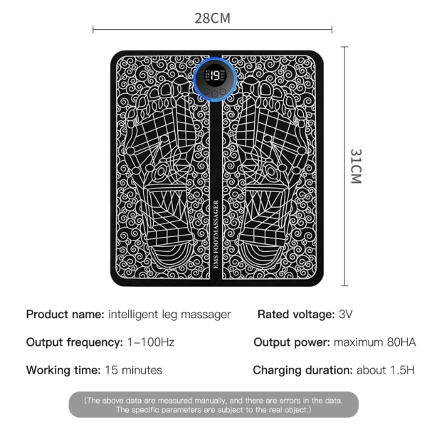 EMS fotmassagerdyna Zonterapi Fotakupunktsmassage Muskelstimulering Förbättra blodcirkulationen Lindring Smärta USB Uppladdningsbar 2 Set