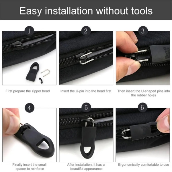 Ersättningsdragkedja Dragdragare Ände Passa rep Tag Kläder Zip Fixer Trasigt Spänne Blixtlås Sladd Flik Resväska Ryggsäck Tält Style I