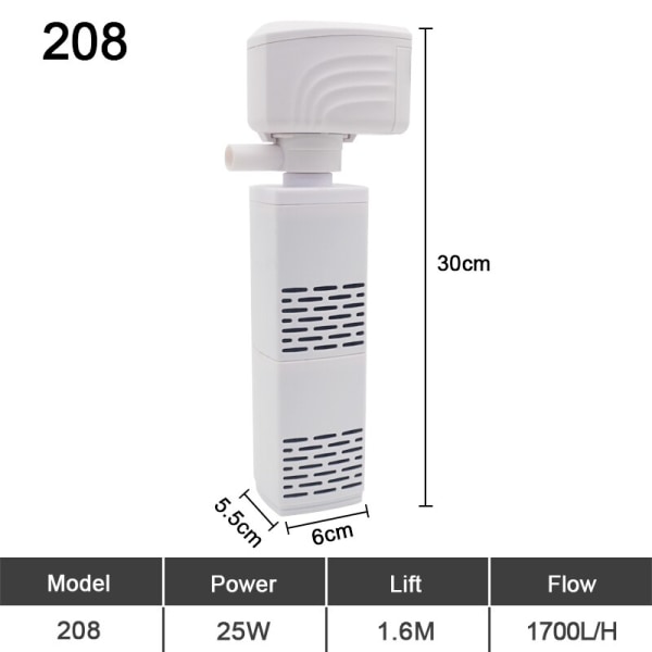 Aquarium Filter Pump Fish Tank Dränkbar Tyst 208