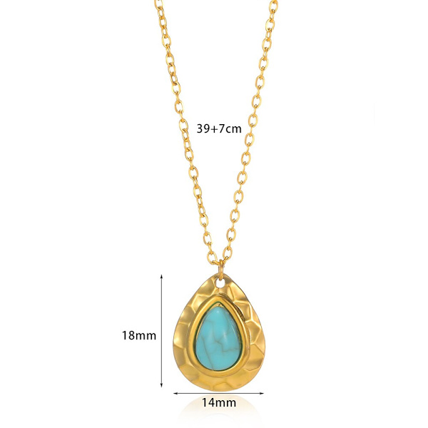 Naturligt vit Opal Waterdrop Halsband Gentlewomen Party Smycken Guld Färg Rostfritt stål Kedja Dam Halsband Bästa presenterna N05911G-2