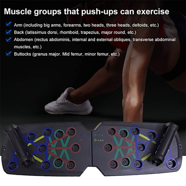 Folding Push-up Board Multifunktionell magmuskelförstärkning MuskelträningGym Sport Bärbar fitness Green