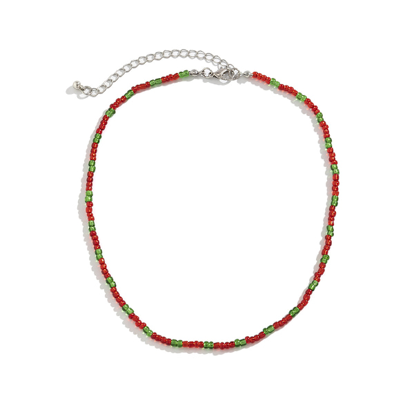 Prydnad Enkel personlighet Färgglada risformade pärlor Strängade pärlor Halsband Dam Jul All-Match Sweet Cool Single-Layer Halsband Three White K 5385