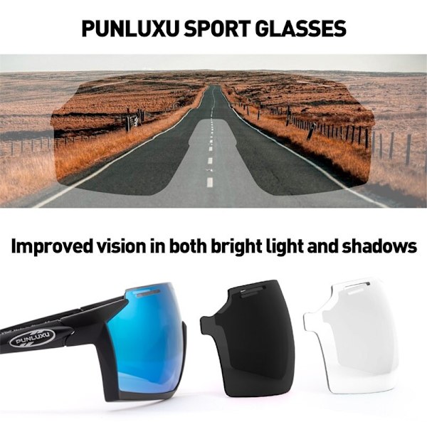 PUNLUXU Nya Cykelglasögon Herr Dam Utomhus Sport Löpfiske Solglasögon HD UV400 Polarized MTB Cykel Cykelglasögon PU-X3HF-22 PU-X3HF-22
