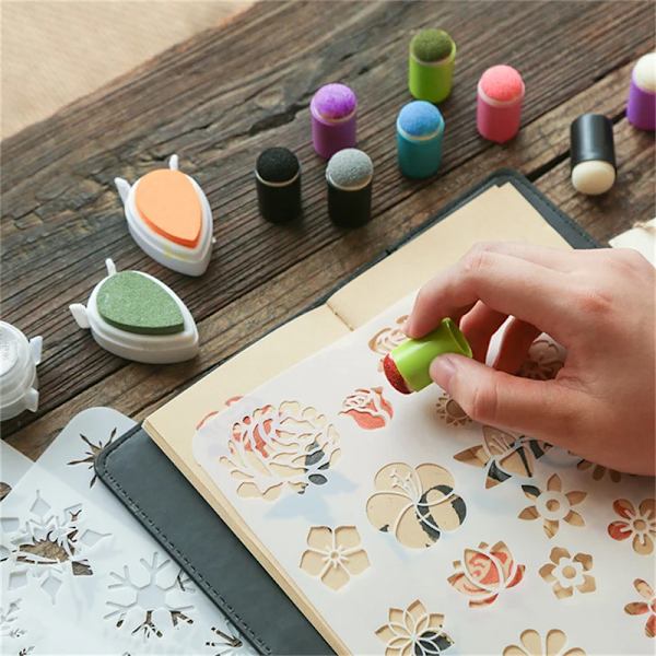 Paket med Finger Sponge Daubers med case för målning Art Ink Crafts N03 20 Dropshipping Style J