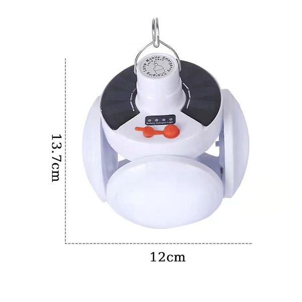 Solar Led Camping Lantern - USB uppladdningsbart batteri och krok