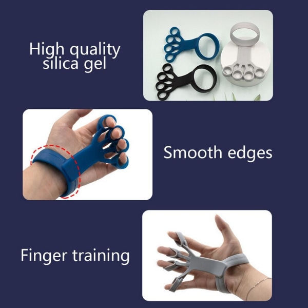 Silikon Handgreppsenhet Fingerträning Handstärkare Bår Handtränare Rehabilitering Träningsutrustning Muskelverktyg Dark Gray