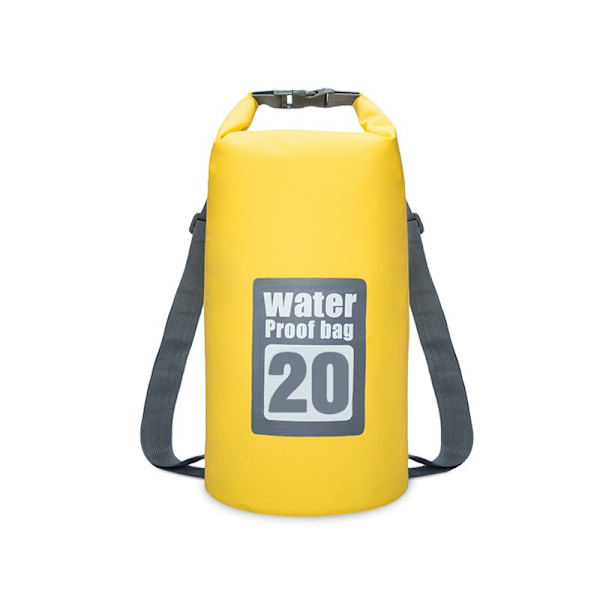 PVC Vattentät Torrväska 5L/10L/15L/20L/30L Utomhusdykning Vikbar förvaring Strandsimväska Rafting River Ocean Ryggsäck 20L Yellow