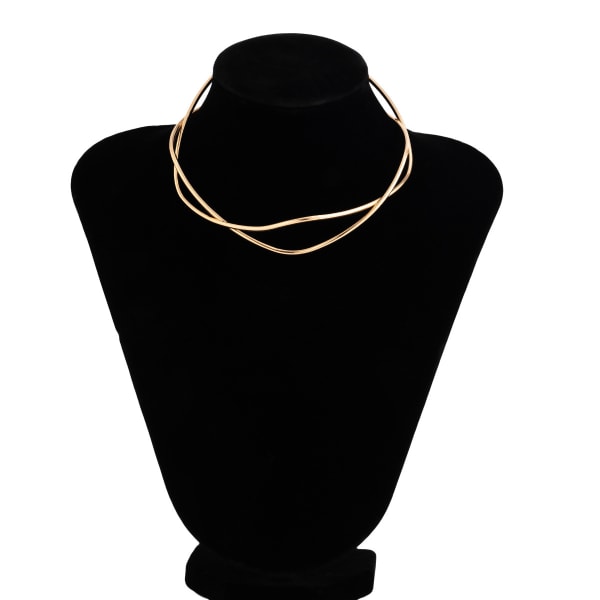 Prydnad enkel choker öppen linje geometrisk halsring metallic söt cool punk krage för kvinnor Gold 5741