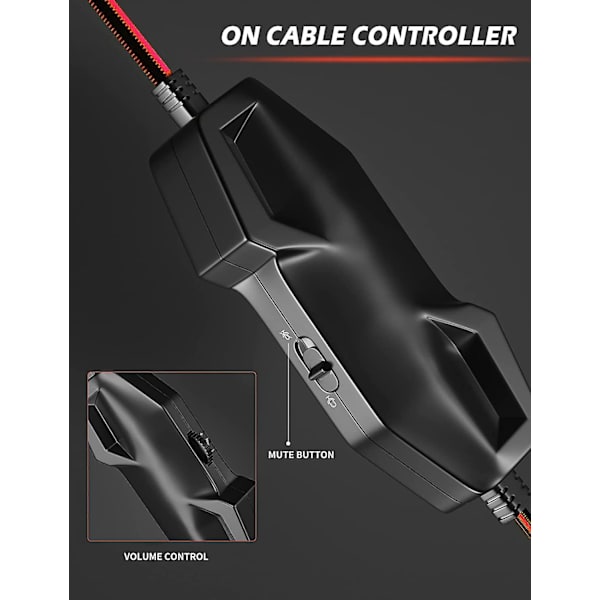 Spelheadset för Ps4, Ps5, Xbox One, PC, Kabelanslutna hörlurar med ljudisolering Mikrofon, Led Rgb-ljus, surroundljud för bärbar dator
