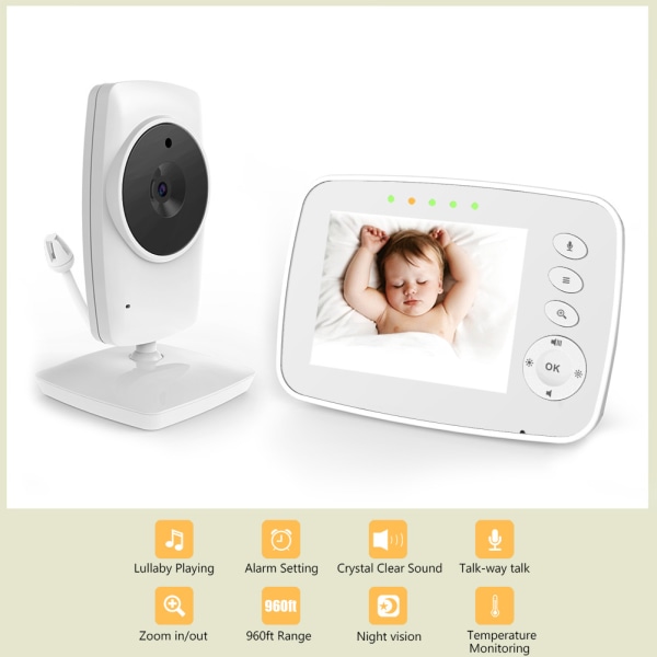 3,2 tum Baby Monitor Rumstemperaturövervakning Trådlös Baby Monitor Tvåvägs Röstkonversation Baby Care Device European Regulation EU