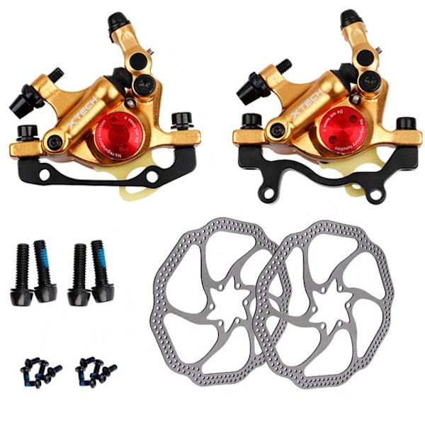 ZOOM HB100 MTB Hydrauliska bromsar Set Cykelok Skivbromsar För Mountainbike Knuffar Bromsok Kolv Cykling Med Rotor 160mm 1pair gold and160mm
