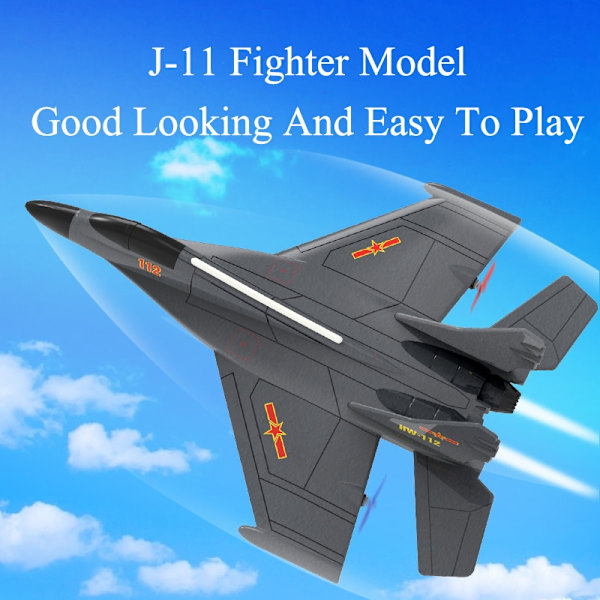 Äkta auktorisering J-11 1:50 RC Fighter Plane 2,4G 2CH Fjärrkontroll Skumflygplan med belysning J 11 flygplansleksaker för pojkar J-11 1x500mAh Grey