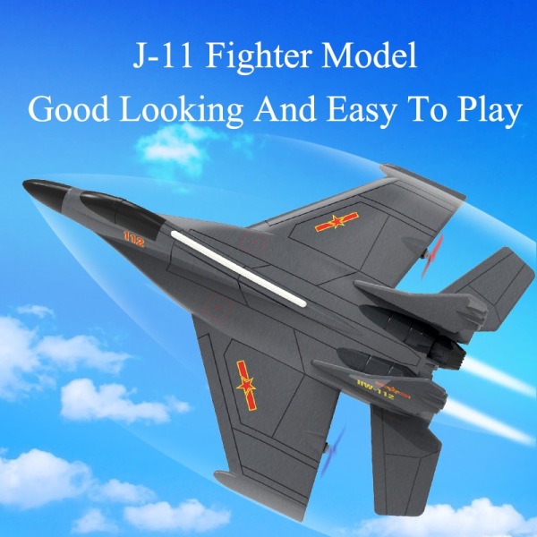 Äkta auktorisering J-11 1:50 RC Fighter Plane 2,4G 2CH Fjärrkontroll Skumflygplan med belysning J 11 flygplansleksaker för pojkar J-11 2x500mAh Blue