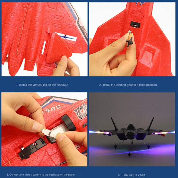 RC Foam Aircraft SU35 SU57 Plane 2.4G Radio Control Glider Fjärrkontroll Fighter Plane Glider Flygplan Leksaker för barn Pojkar SU57 Red 1B