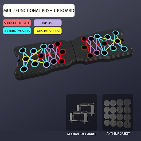 Multifunktions push-up-bräda Vikbar push-up-stativ ABS-träningsbräda push-up-stänger Träning män Fitness för hemmagym Black