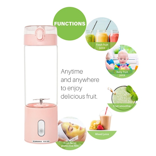 Mini Fresh Juice Uppladdningsbar Blender Smoothie Portabel Juicer Blender Matberedare USB Citrus Vitamer Emon Fruktmixer Cup white 400ml