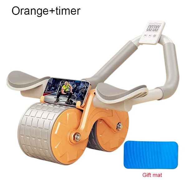 Ab Roller Wheel Automatisk Rebound Med Armbågsstöd Orange Timer