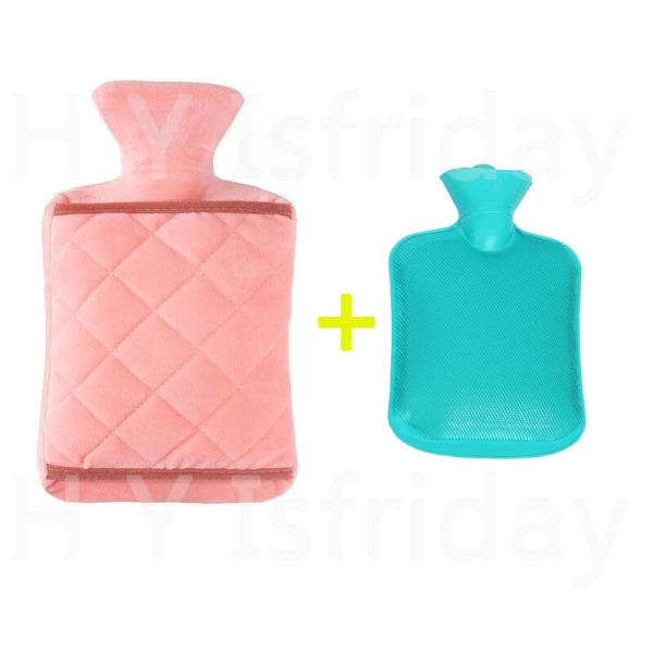 2000 ml varmvattenpåse av gummi Handvärmeflaskor W Pink Cloth and bag