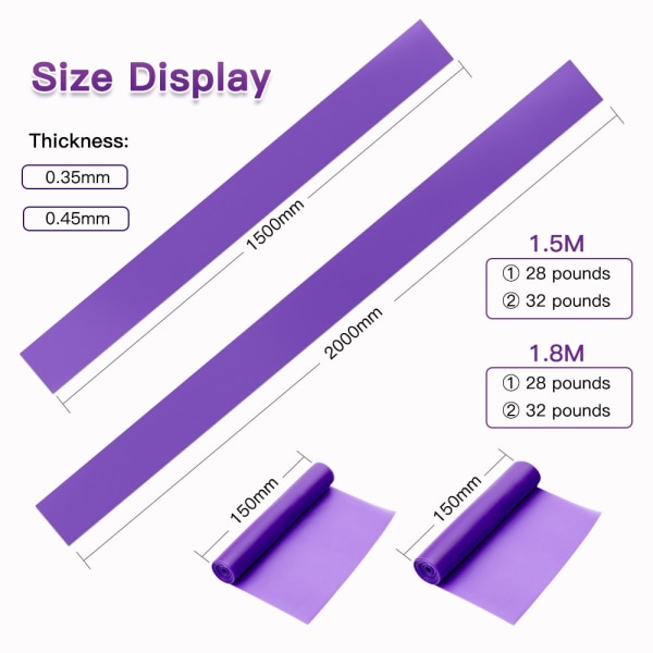 Yoga Pilates Stretch Resistance Band Träning Fitness Band Träning Elastisk Träning Fitness Gummi 150cm naturgummi Gym Pink 1.8 m  28 lb