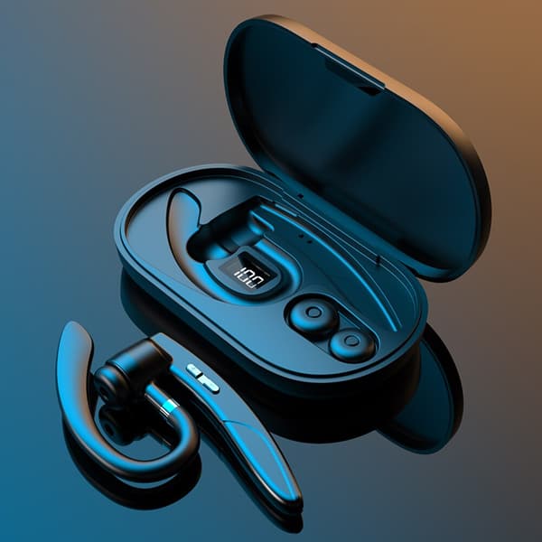 K29 Bluetooth Ear-Hook Hörlurar Mikrofon LED Di Blue