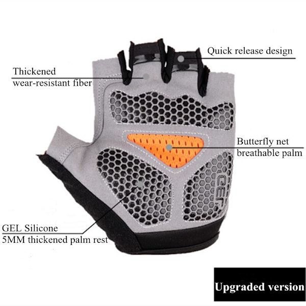 Gym Handskar Herr Half Finger Cykelhandskar Dam Mi Upgraded Grey M