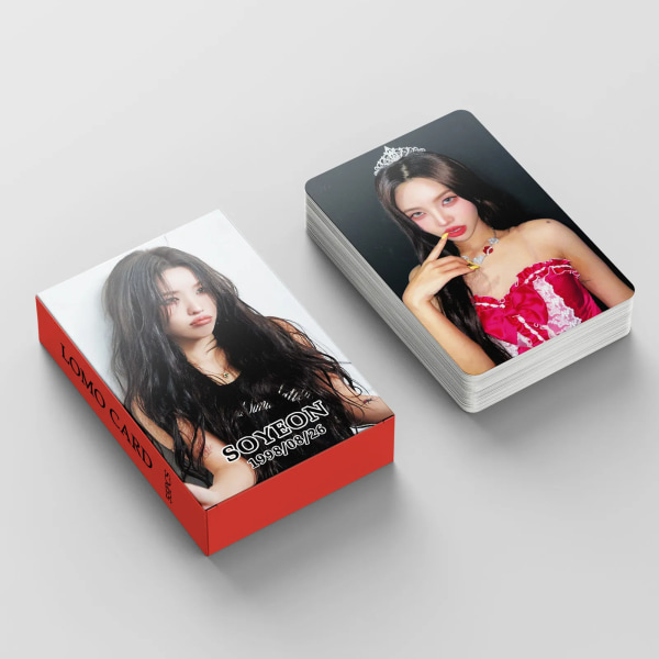 55st/ Set Kpop GIDLE-fotokort Minnie Miyeon Soyeon solo lomo-kort YUQI SHUHUA HD-fotokort för studentsamlingskort MIYEON