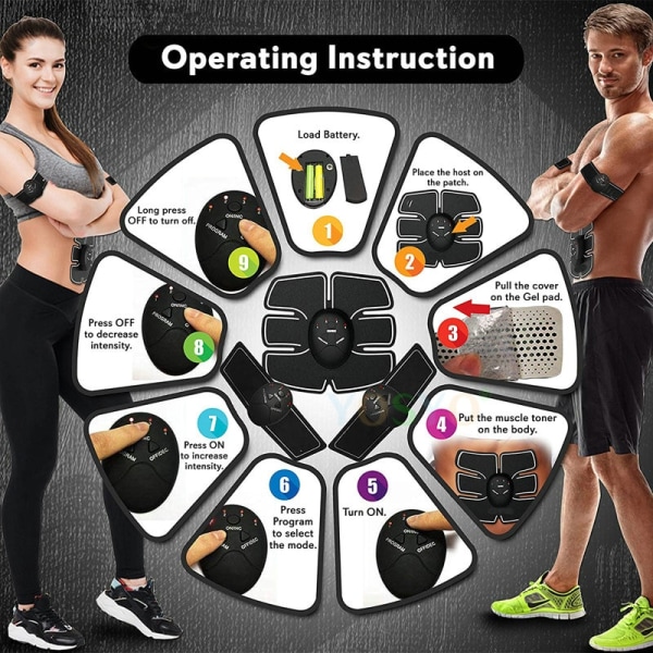 EMS trådlös muskelstimulatortränare Smart Fitness Magträning Elektriska viktminskningsdekaler Body Slimming Massager 6Pack ABS