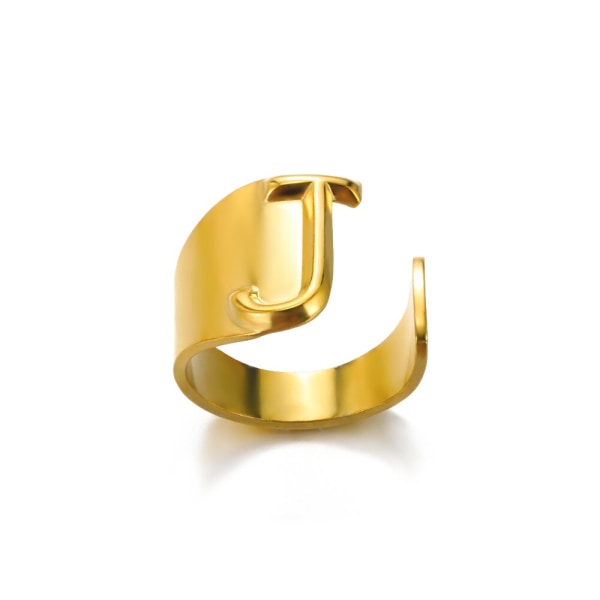 Mode Justerbara initialer Ringar Rostfritt stål A-Z Bokstäver Ringar För Kvinnor Alfabet Smycken bague femme Festpresent Gold-color O