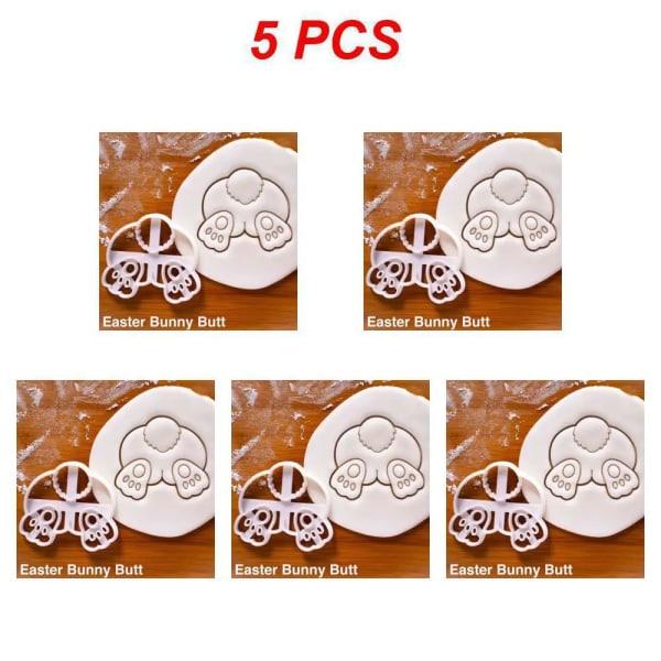 1~5 STK 1-påsk Cookie Cutter Bakverk Påskhare Kanin Molds Kökstillbehör Bakverktyg Barnpresent påsk Style C 5pcs