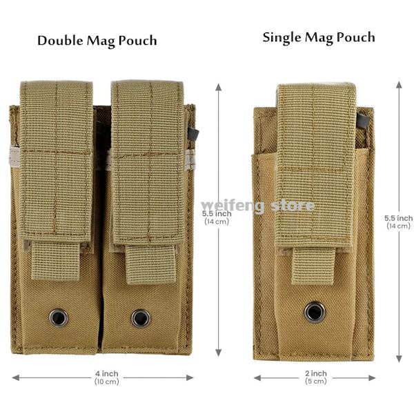 9 mm tidskriftspåse Taktisk enkel dubbel magpåse utomhus Molle tidningspåse med öppen topp för Glock M1911 92F Torch Bag Triple Bag single CP