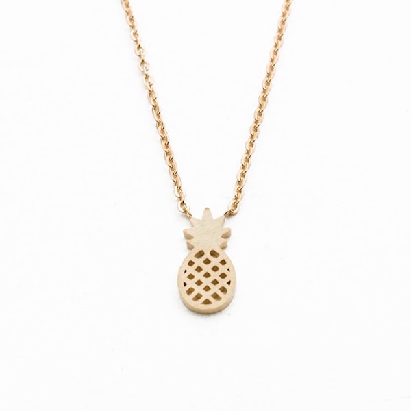 Tropical Mini Pineapple Hänge Halsband Dam Flicka Smycken Rostfritt stål Ketting Ananas Krage Mujer Bff Presenter Rose Gold Color