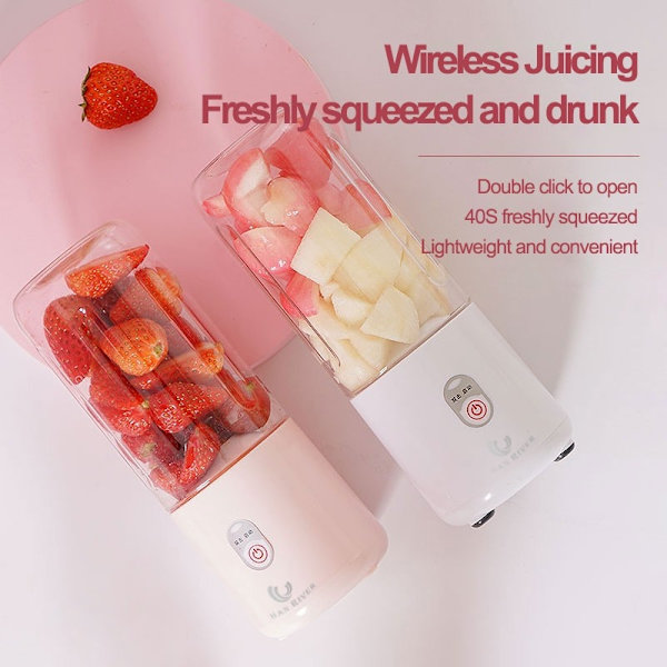 500 ml bärbar blender 6 blad USB uppladdningsbar juicemixer för färsk frukt Elektrisk skakkopp Söt Blender Smoothie Ice Crush Cup 4 blades blender