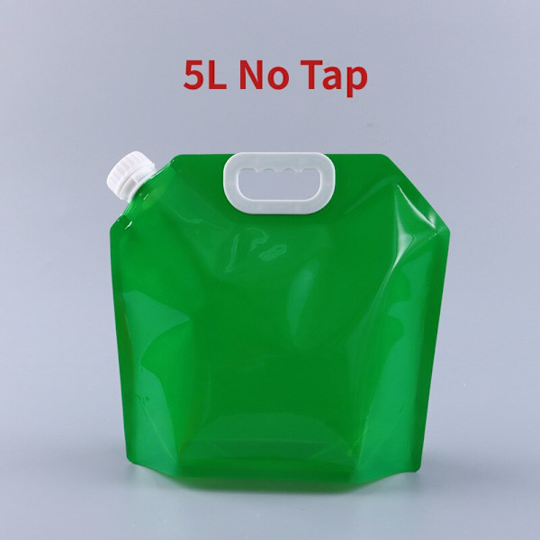 5L/10L hopfällbar vattenpåse PE smaklös säkerhetsförsegling Bärbar dricksvattenbehållare Överlevnadsförvaringspåse för campingvandring BBQ 5L Green No Tap