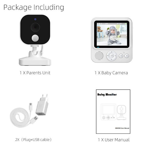 2,8 tums Baby Monitor 720P Baby Caregiver Baby Monitor tvåvägs röstintercom Abm90 European Regulation EU