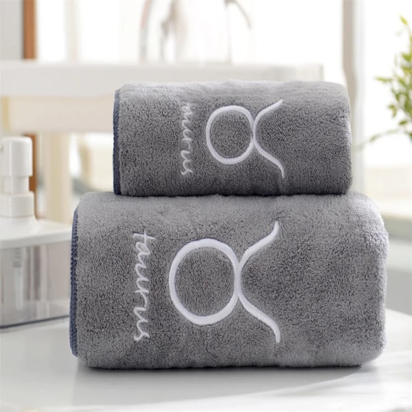 Mjuka set 12 konstellationer Bokstäver Broderade ansikte Badlakan Stor Stark Vattenabsorption För Vuxen Serviette De Bain Style D