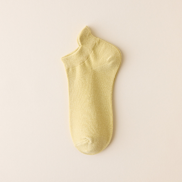 2023 nya korta strumpor dam sommar tunna grunda bomullsstrumpor deodorant svettabsorberande strumpor herr enfärgade öronbåtsstrumpor Primrose Yellow Solid Color-Tear Socks