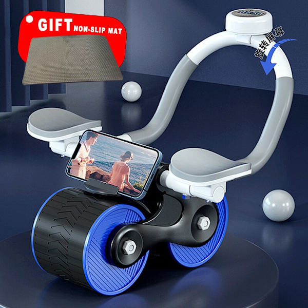 Ab Roller Wheel Automatisk Rebound Med Counter Anti-slip Maghjul Push-up Roll Trainer Gym Hem träningsutrustning Gray