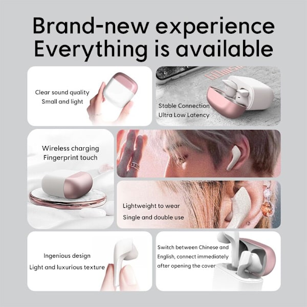 2023 Original Bluetooth 5.2 hörlurar True Wireles White