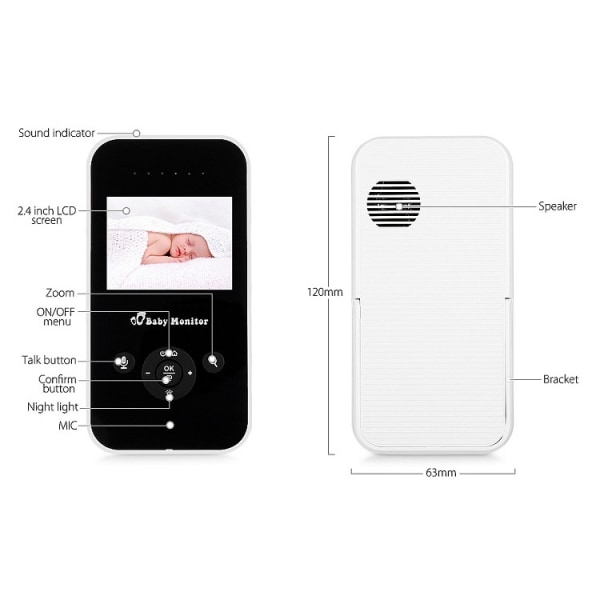 2,4 tums Baby Monitor Baby Intercom Monitor Baby Monitor Baby sömnvakt European Regulation EU