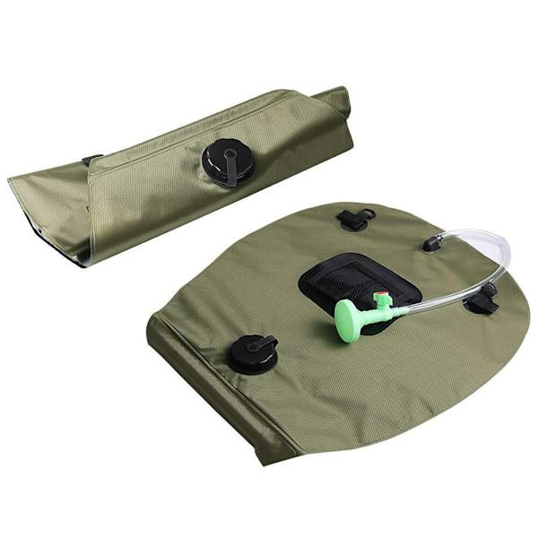 20L utomhusbadväska Solar Vandring Camping Duschväska Bärbar Värme Badvatten Förvaringsväska Slang Bytbar Duschhuvud camouflage