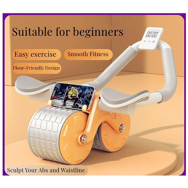 Ab Roller Wheel Automatisk Rebound Med Armbågsstöd Orange Timer