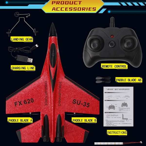 RC Foam Aircraft SU-35 Plane 2.4G Radio Control Glider Fjärrkontroll Fighter Plane Glider Flygplan Foam Boys Leksaker för barn F35-II With Box BK