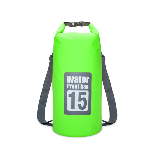 PVC Vattentät Torrväska 5L/10L/15L/20L/30L Utomhusdykning Vikbar förvaring Strandsimväska Rafting River Ocean Ryggsäck 15L Green