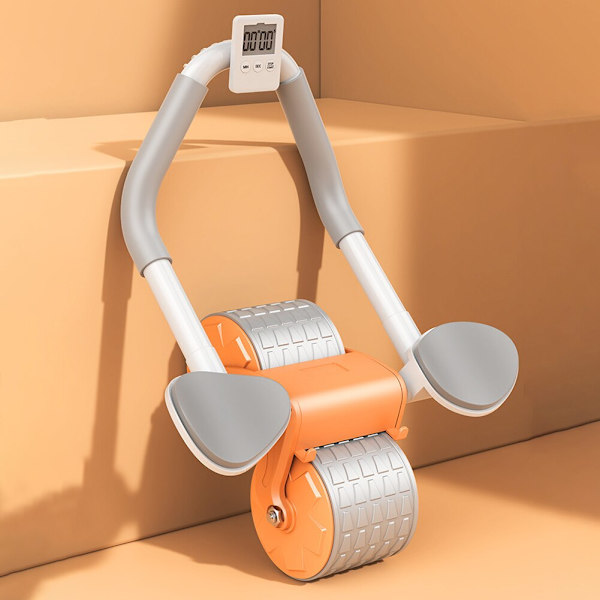 2 i 1 Abdominal Roller Wheel Silent Automatic Reb Orange with Timer