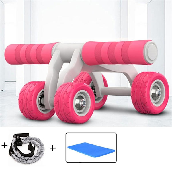 4 Wheels Ab Roller Rebound Abdominal Roller med P Pink add mat rope