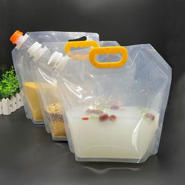 1,5/3/5L hopfällbar ölpåse Transparent Stand-Up Plast Juice Mjölkförpackningspåse Utomhuscamping Vandring Bärbara vattenpåsar 3L